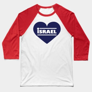 Israel in a Blue Hart Baseball T-Shirt